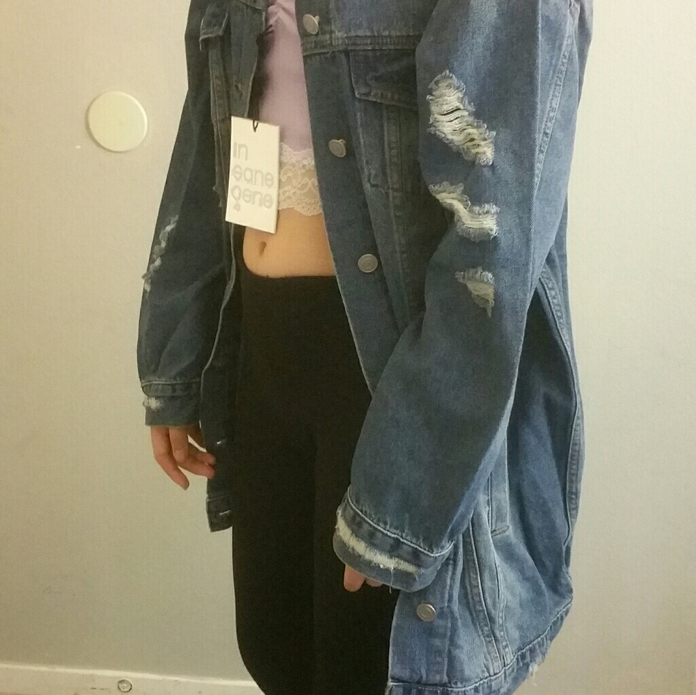 Oversized loose fit boy friend ripped Jean jacket